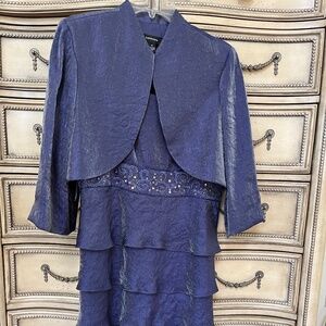 R & M Richards Shimmering Mother of the Bride jeweled, layered dress with Jacket
